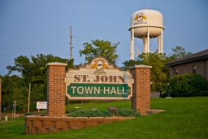 St. John, Indiana outdoor town hall sign