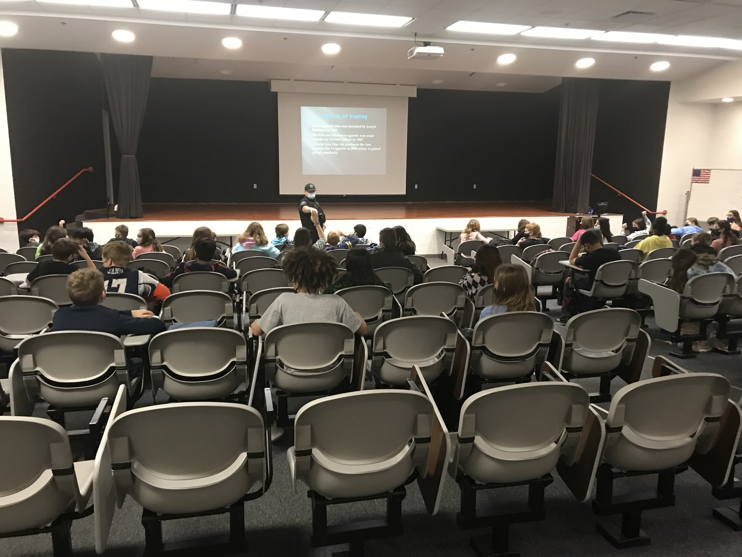 Officer Stamate does a presentation to CMS students on the dangers of vaping as well as social media concerns. Thanks Officer Nick!