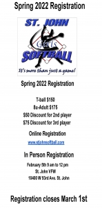 St John Girls Softball Registration Flyer