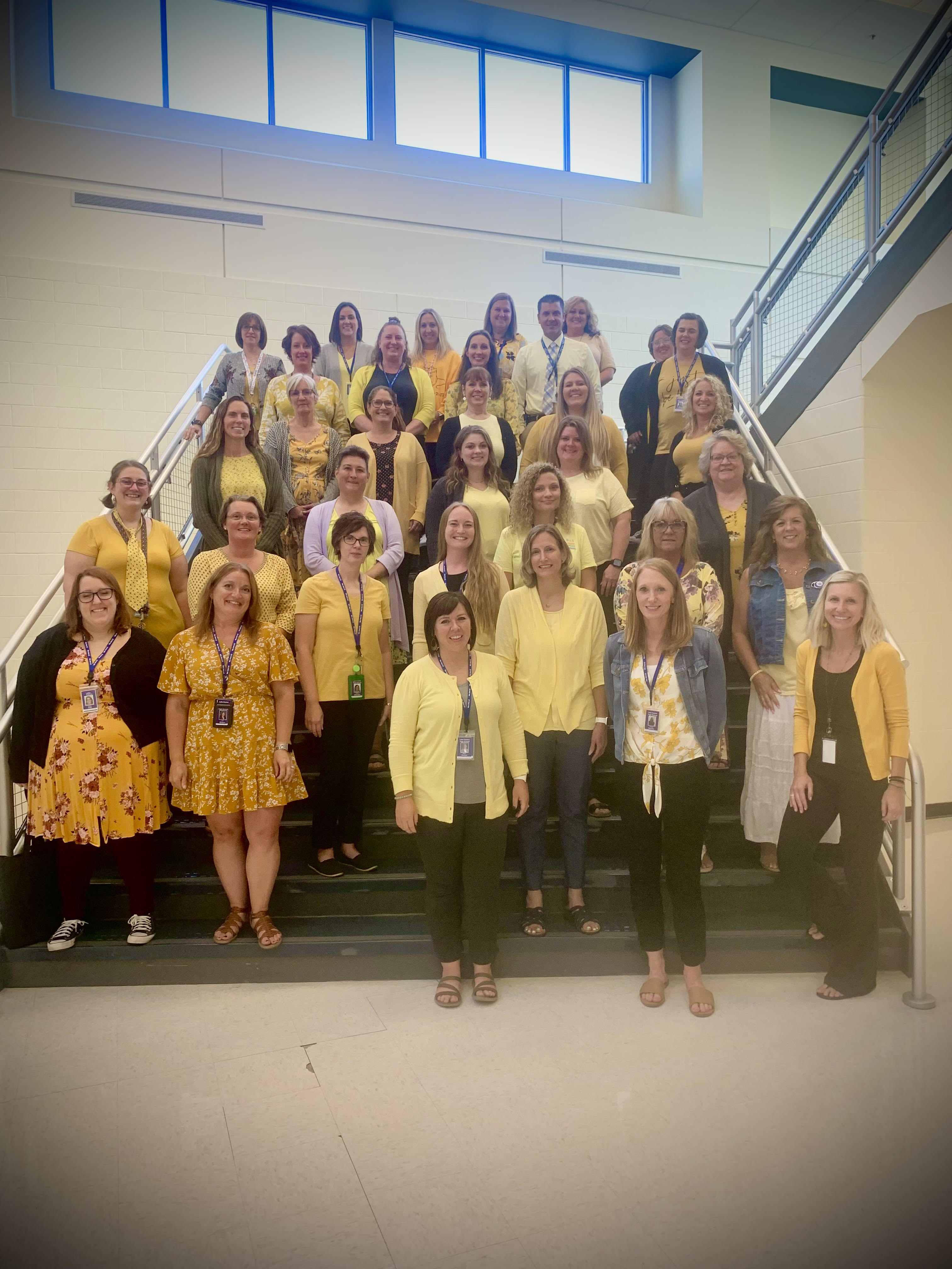 Peifer received some love and support from the LCHS staff who wore yellow to honor the memory of 24 year veteran Allison "Sunny" Gercken.