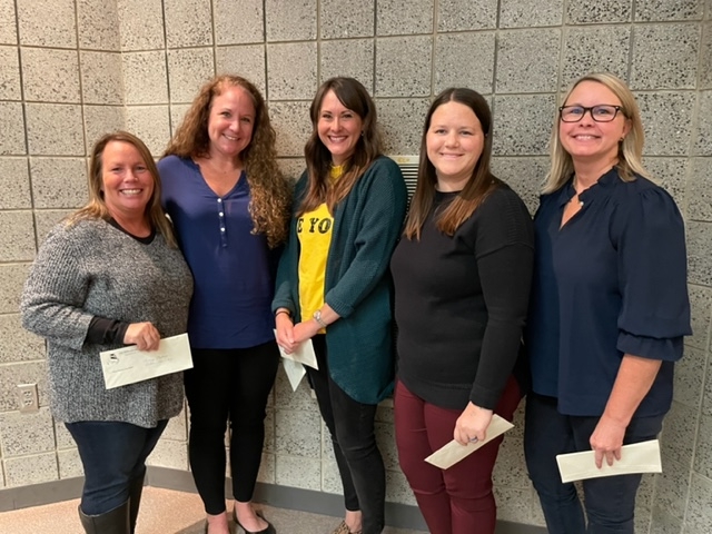 LC Education Foundation award winners - Tracey Caposey, Becky Schultz, Beth Hall, Molly Waldier, and Laurie Rosine