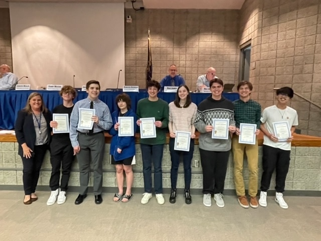 Winners from the Business Professionals of America State Leadership Conference were honored at the April 17 Board meeting. Congratulations!!!