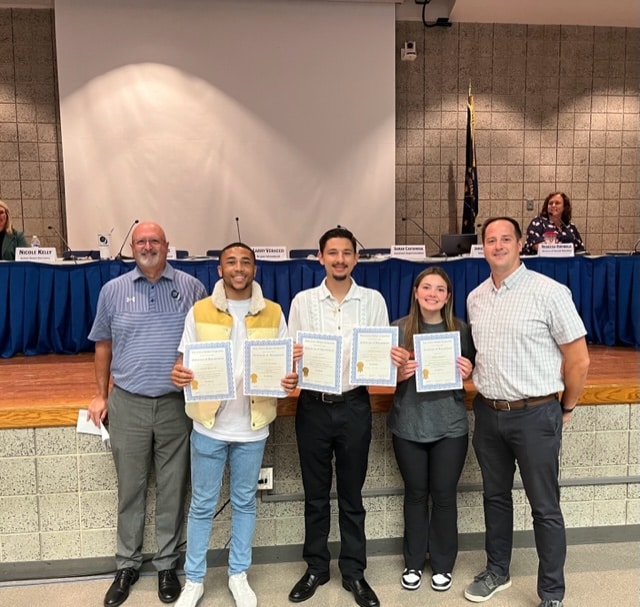 Lake Central High School students were honored for their achievements in the Skills USA Competition. Abby Naylor took bronze at State in Promotional Bulletin Board. Caleb Bracey placed first at State in Criminal Justice, and Jack Correa placed first at State in Video News Production. Both students competed at Nationals this summer.