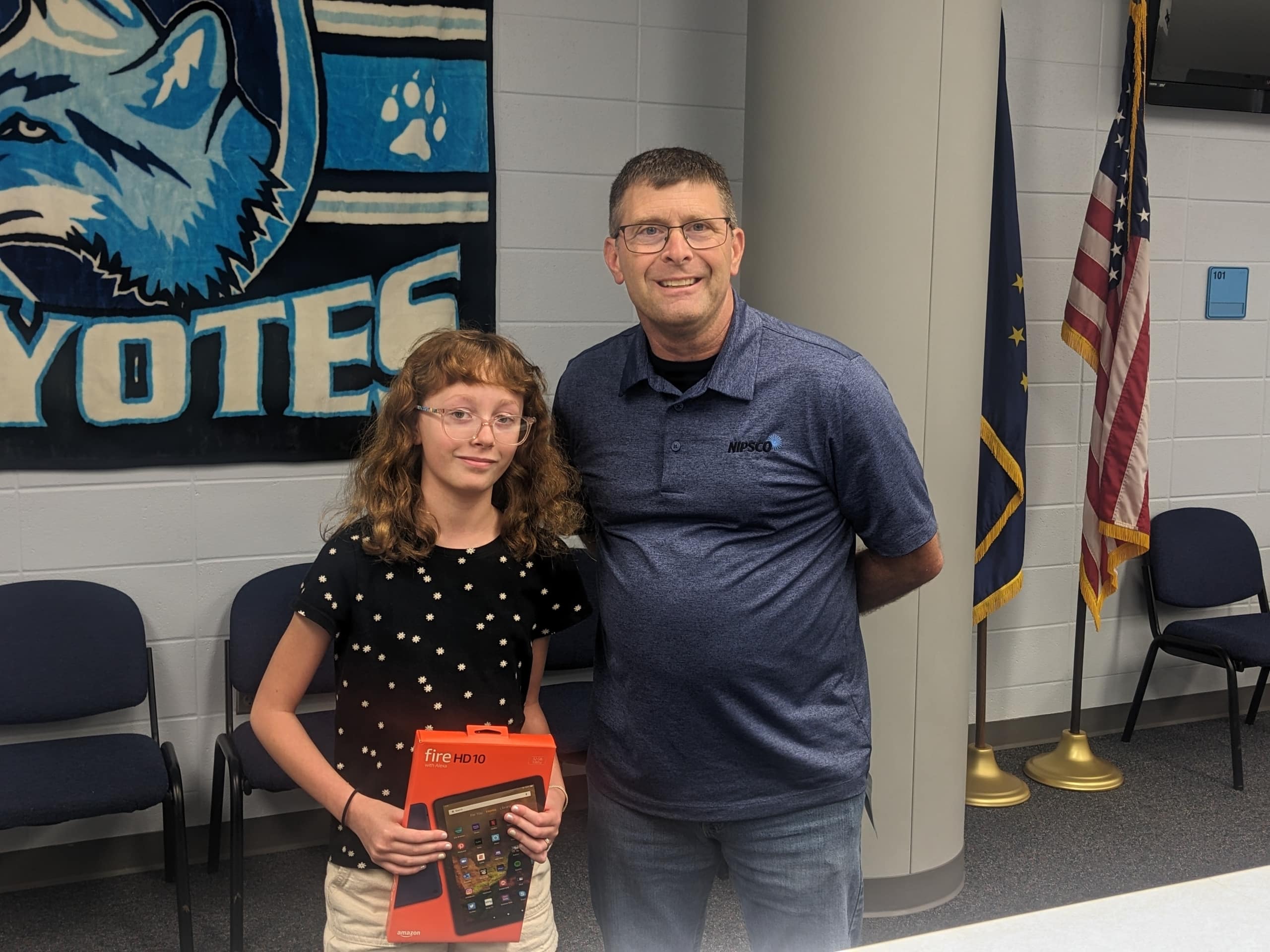 Clark 5th grader, Emily Solorio, was awarded a Kindle Fire Tablet courtesy of NIPSCO. Emily won the contest by creating an amazing poster for NIPSCO's "Call Before You Dig" promotion. Way to go Emily!