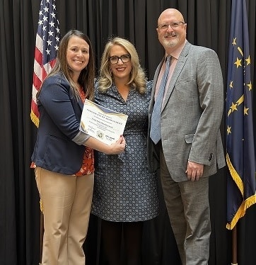 Bibich and Protsman Elementary schools were honored by the Indiana Department of Education on February 15th for exceeding the state's literacy goal on the 2023 IREAD 3. Accepting the certificates were Bibich Principal Allison Petralia, Protsman Principal Kathy Sapyta and Superintendent Larry Veracco.