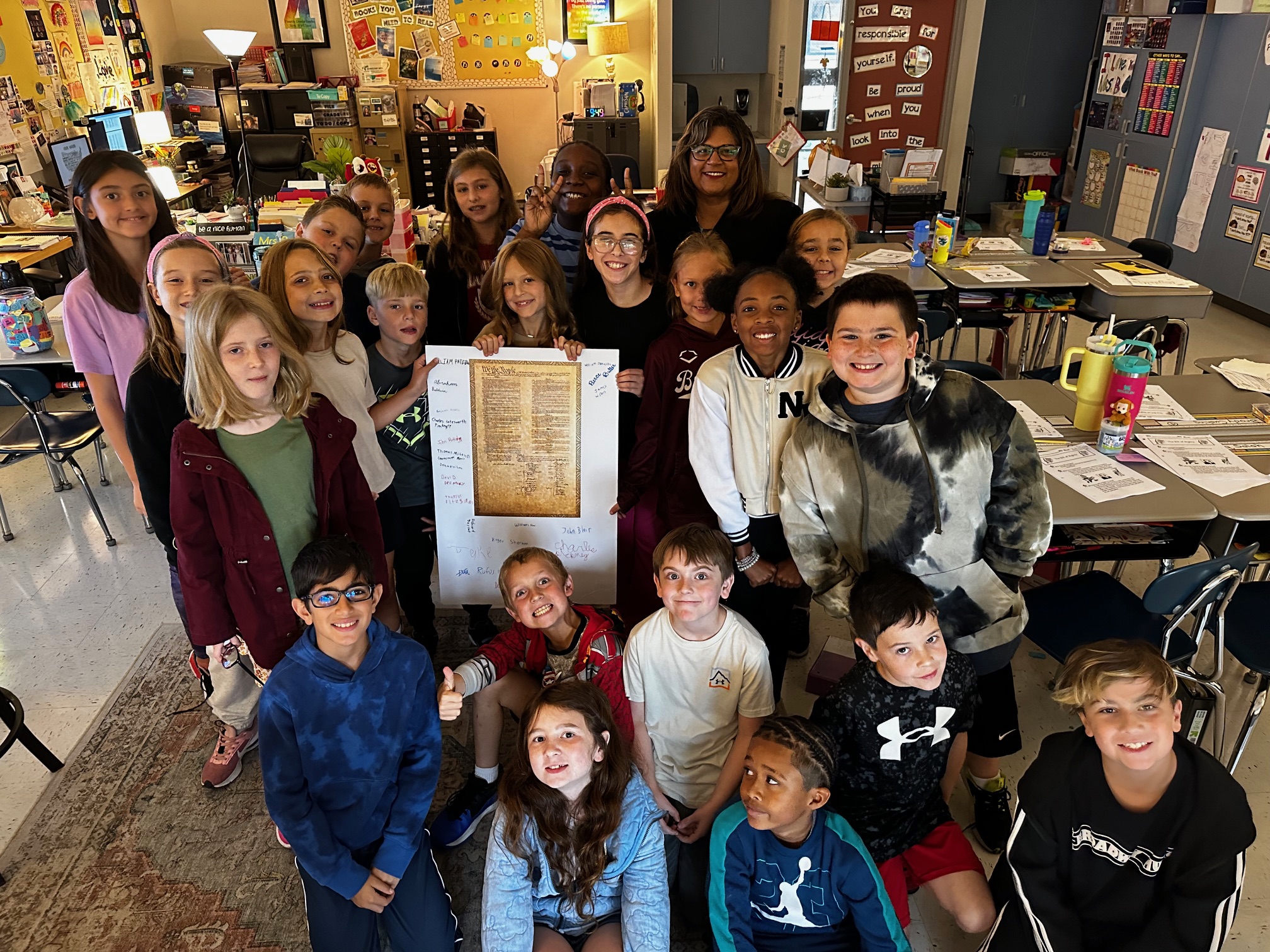 The Honorable Judge Lopez, from the Lake County Superior Court, visited Kolling 4th graders on Constitution Day. She helped students learn about the Constitution, Bill of Rights and how judges help our community.