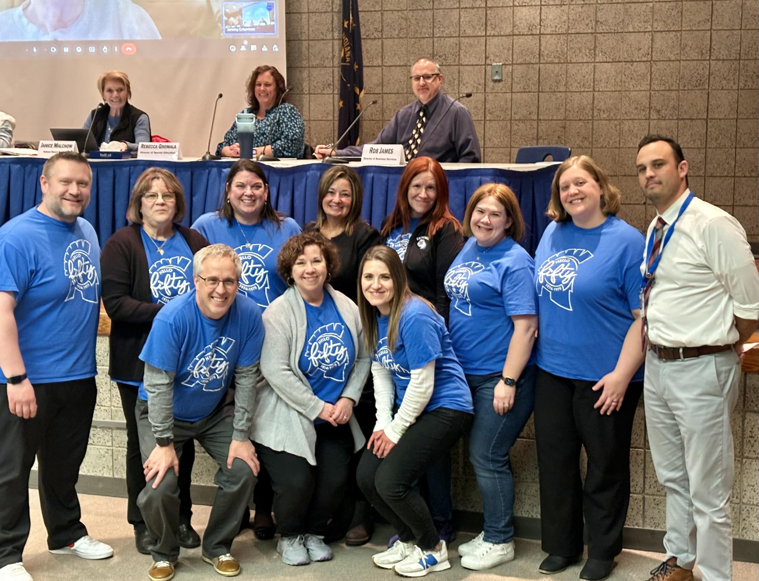 Grimmer Middle School celebrated 50 Years on January 12, 2025. The Grimmer 50th Committee is being honored at a School Board Meeting for their leadership and hard work to make the event memorable.