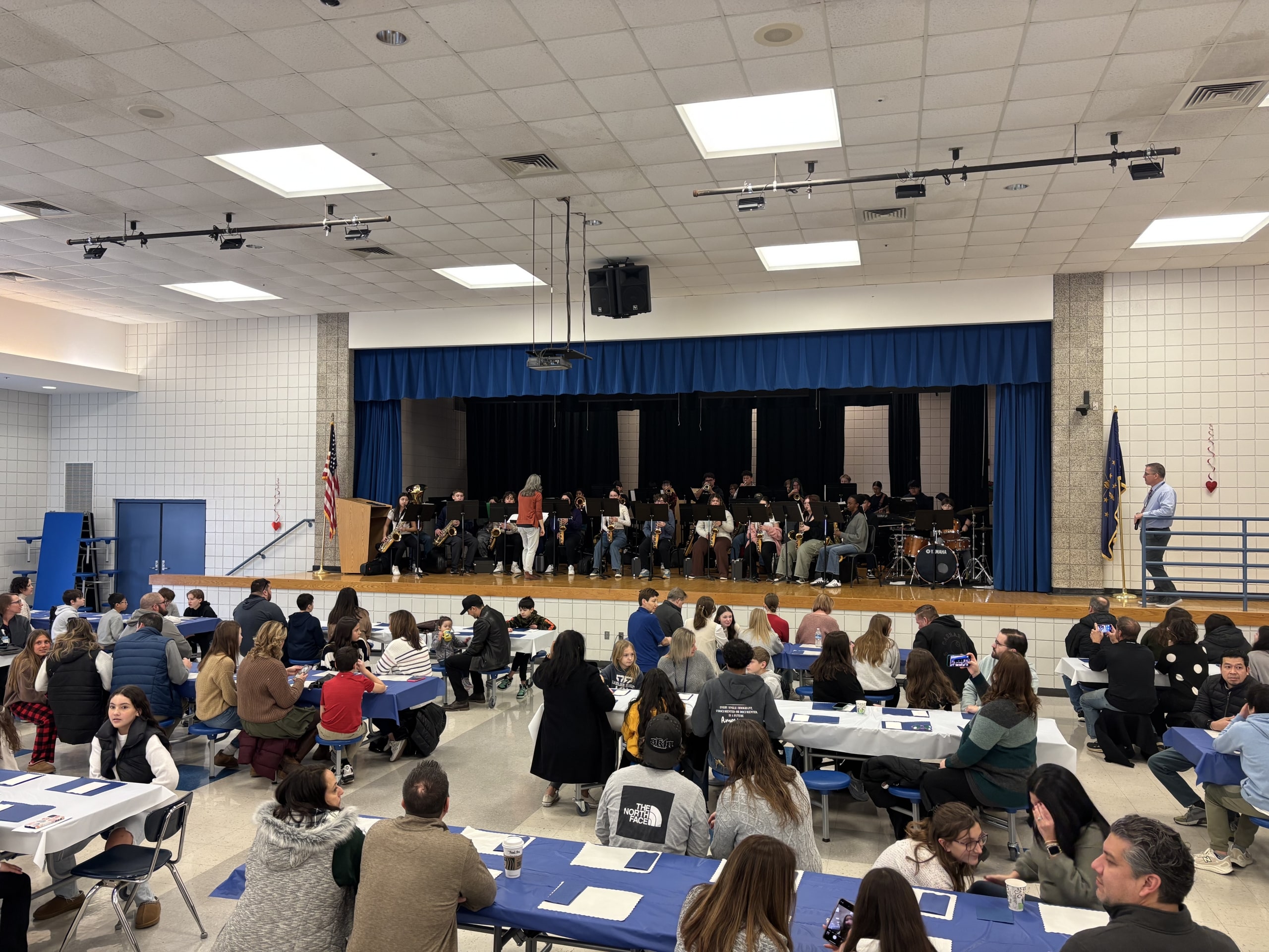 Mrs. Lopez and the Kahler Jazz Ensemble entertained the crowd at the Kahtler "Straight A" breakfast on Friday, February 21, 2025.