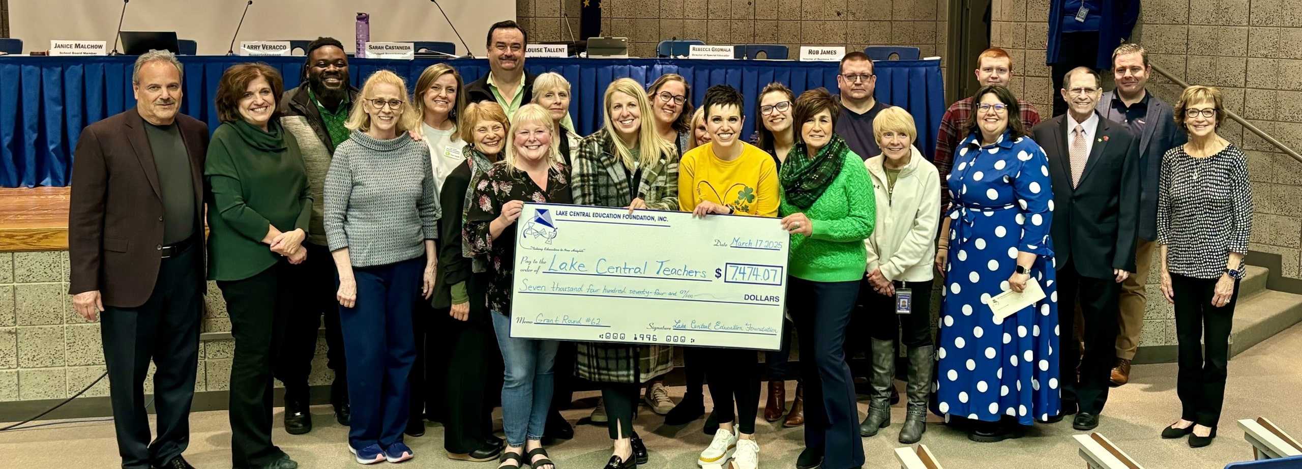 Lake Central Education Foundation awarded grants totalling $7,474.07 to grant recipient teachers for Round 62. Also pictured are donors who generously contributed in support of the LCEF.