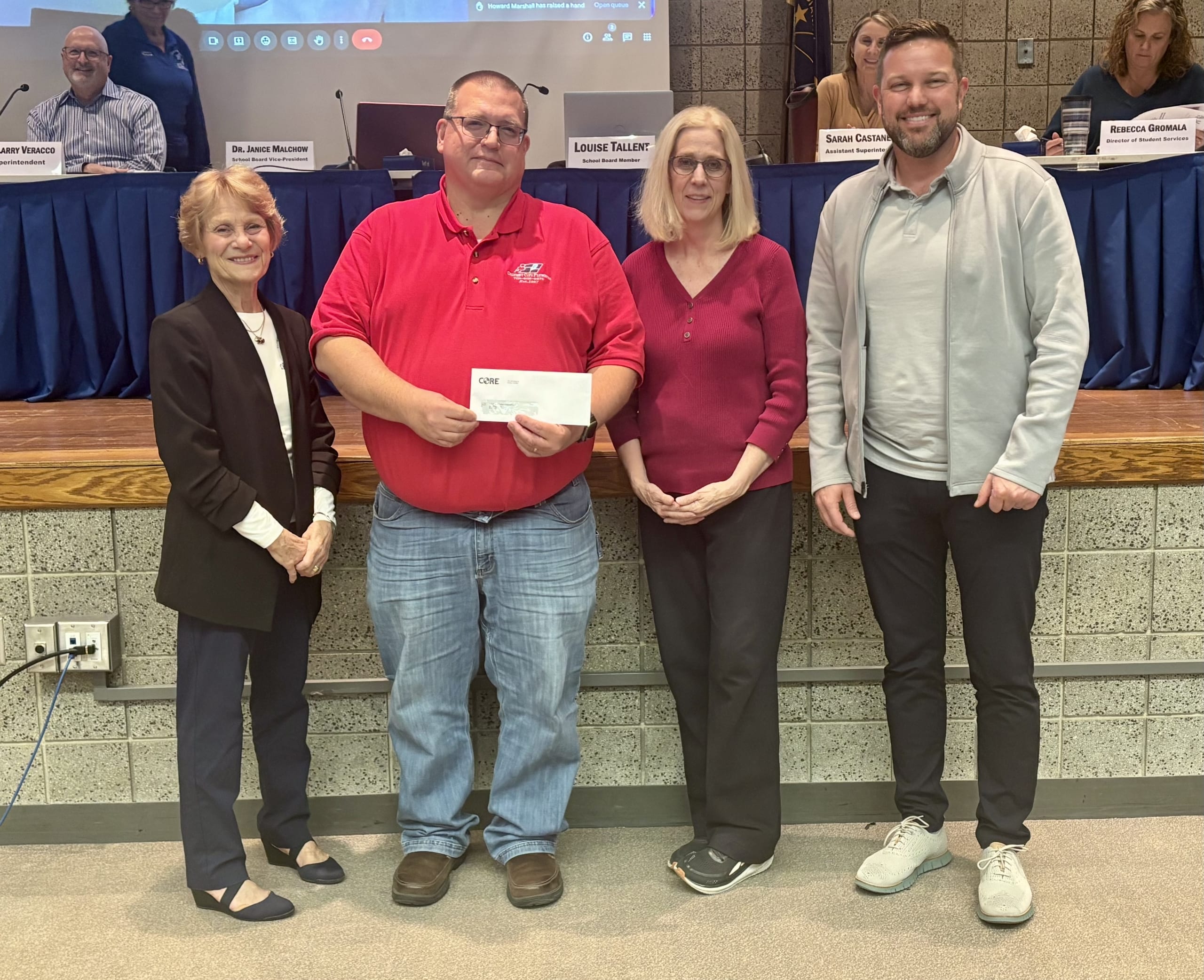 On November 3rd, Gise VanBaren of Core Construction presented a generous donation check to the Lake Central Education Foundation.