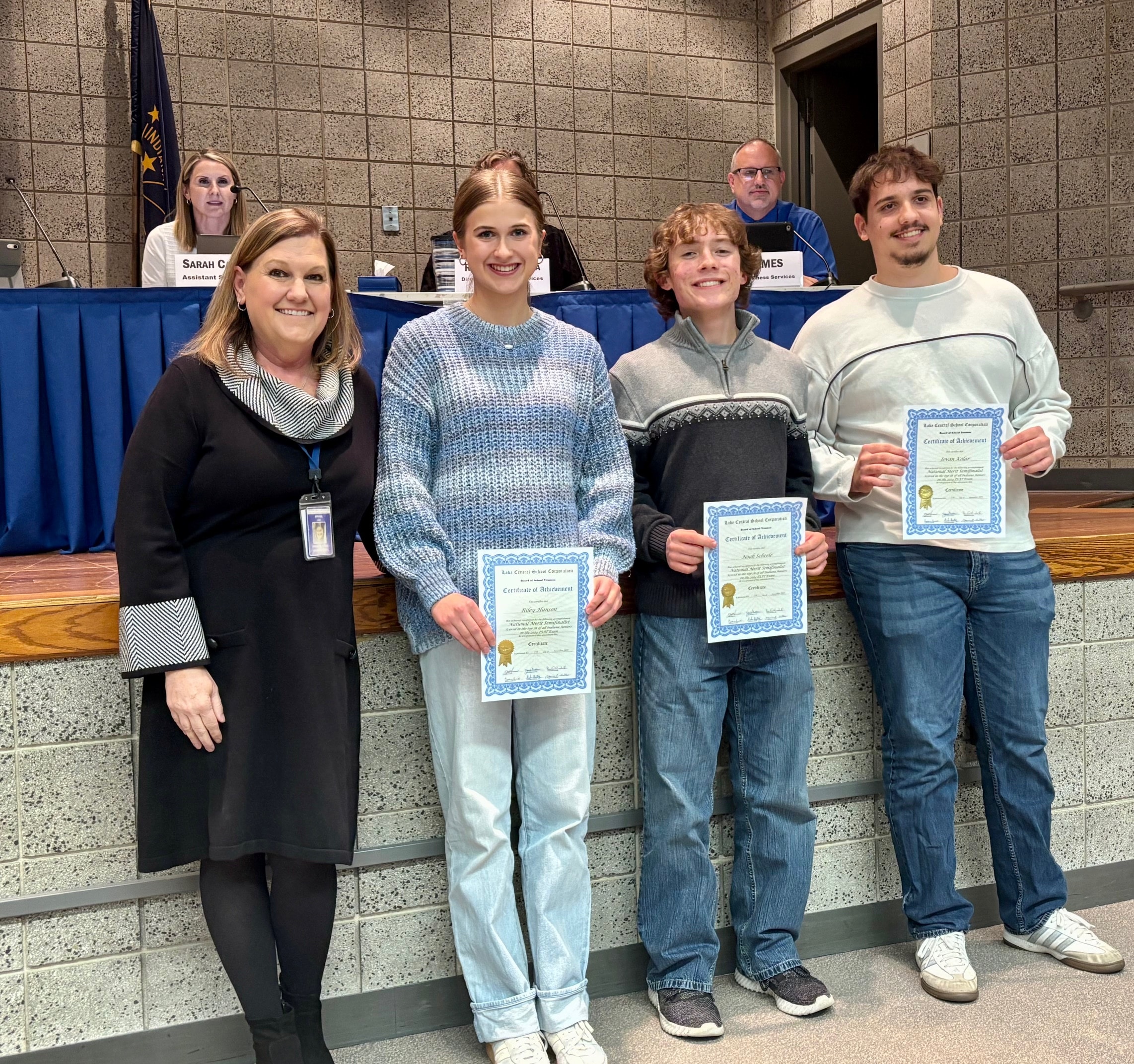 National Merit Simifinalists Scored in Top 1% of All Indiana Juniors on the PSAT Exam: Riley Hanson, Noah Steel and Jovan Kolar.
