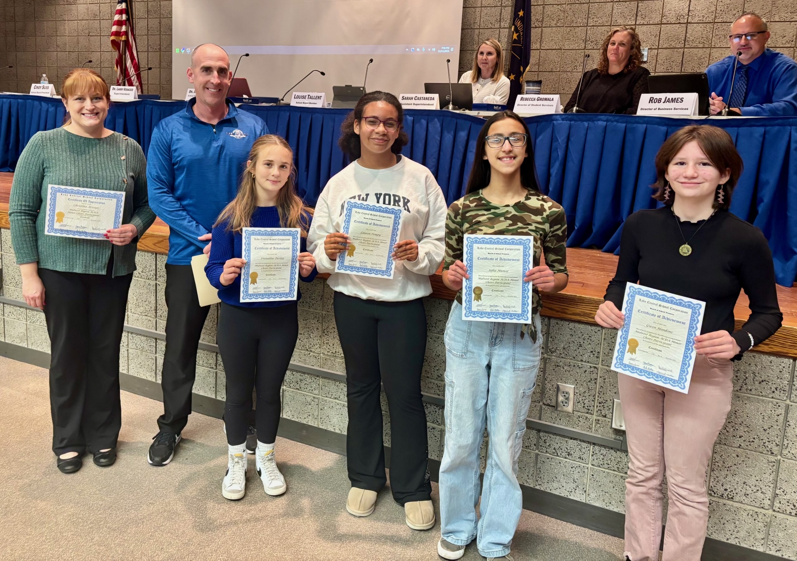 Students chosen by Midwest ACDA Honor Choirs to represent Clark Middle School: Emmaline Turlay, Lauren Pompy, Sofia Munoz and Gwen Hankins.