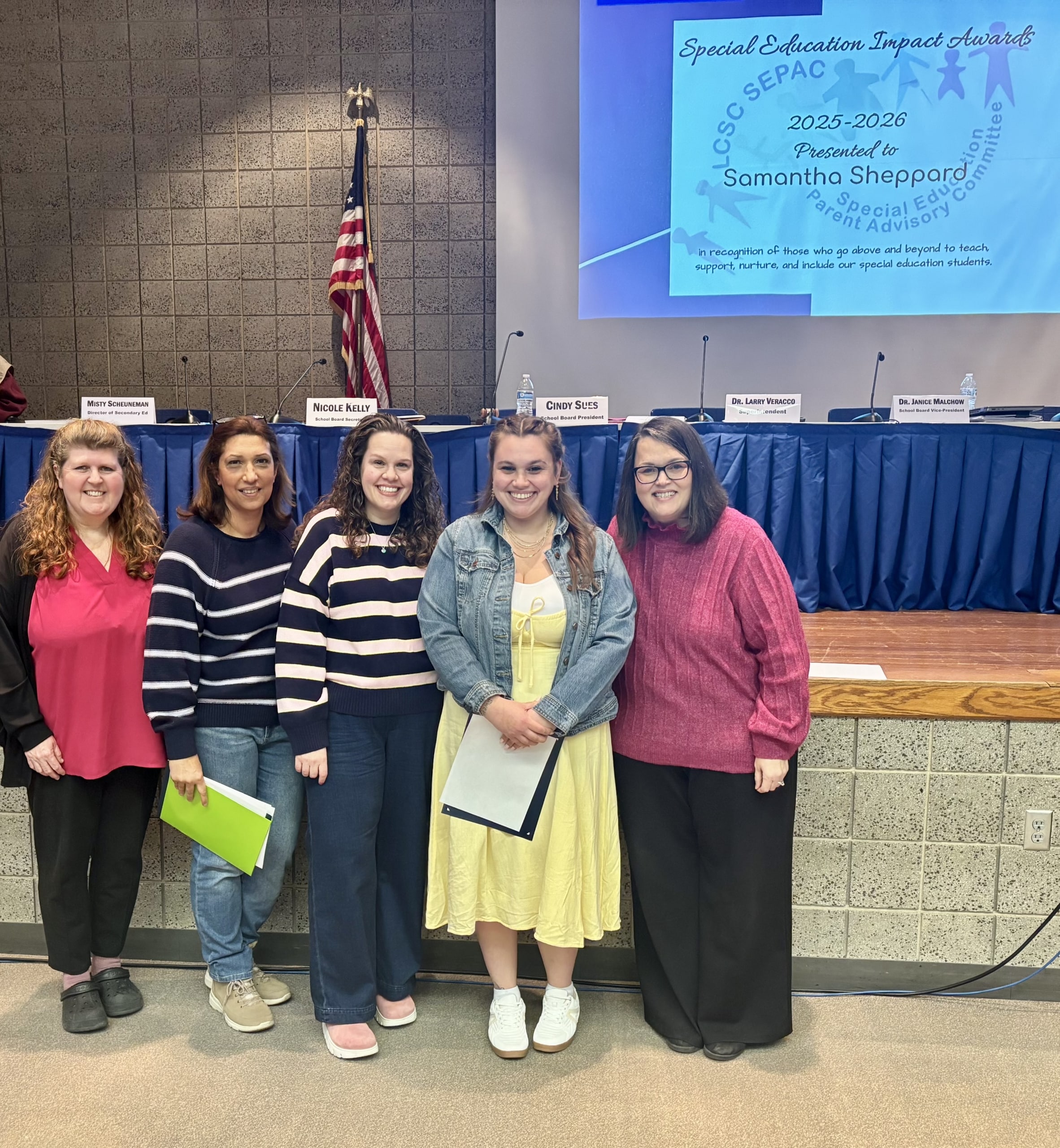 Paraprofessional SAMANTHA SHEPPARD was presented with the Support Staff Impact Award for 2025-26 by the LC Special Education Parent Advisory Committee.