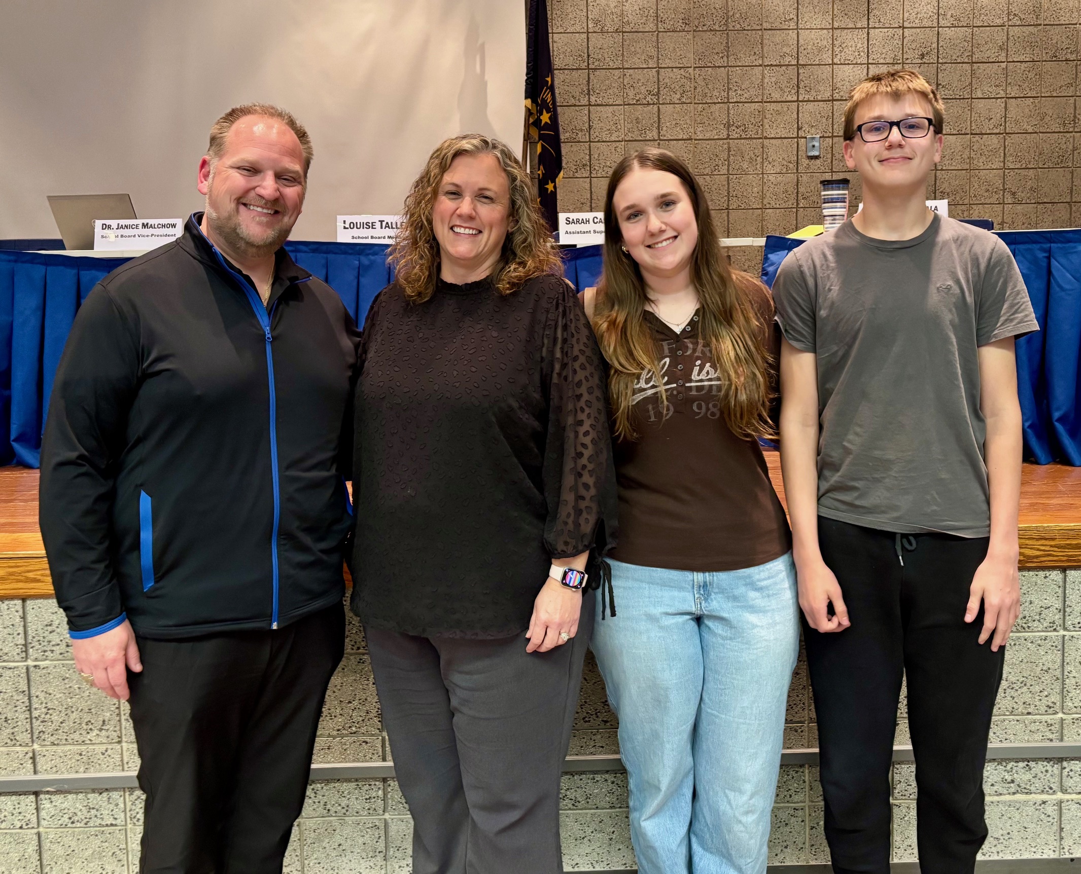 Congratulations to Mrs. Becky Gromala as the newly appointed Assistant Superintendent for Lake Central School Corporation! Mrs. Gromala is pictured along with her family at the April 7, 2026 school board meeting.