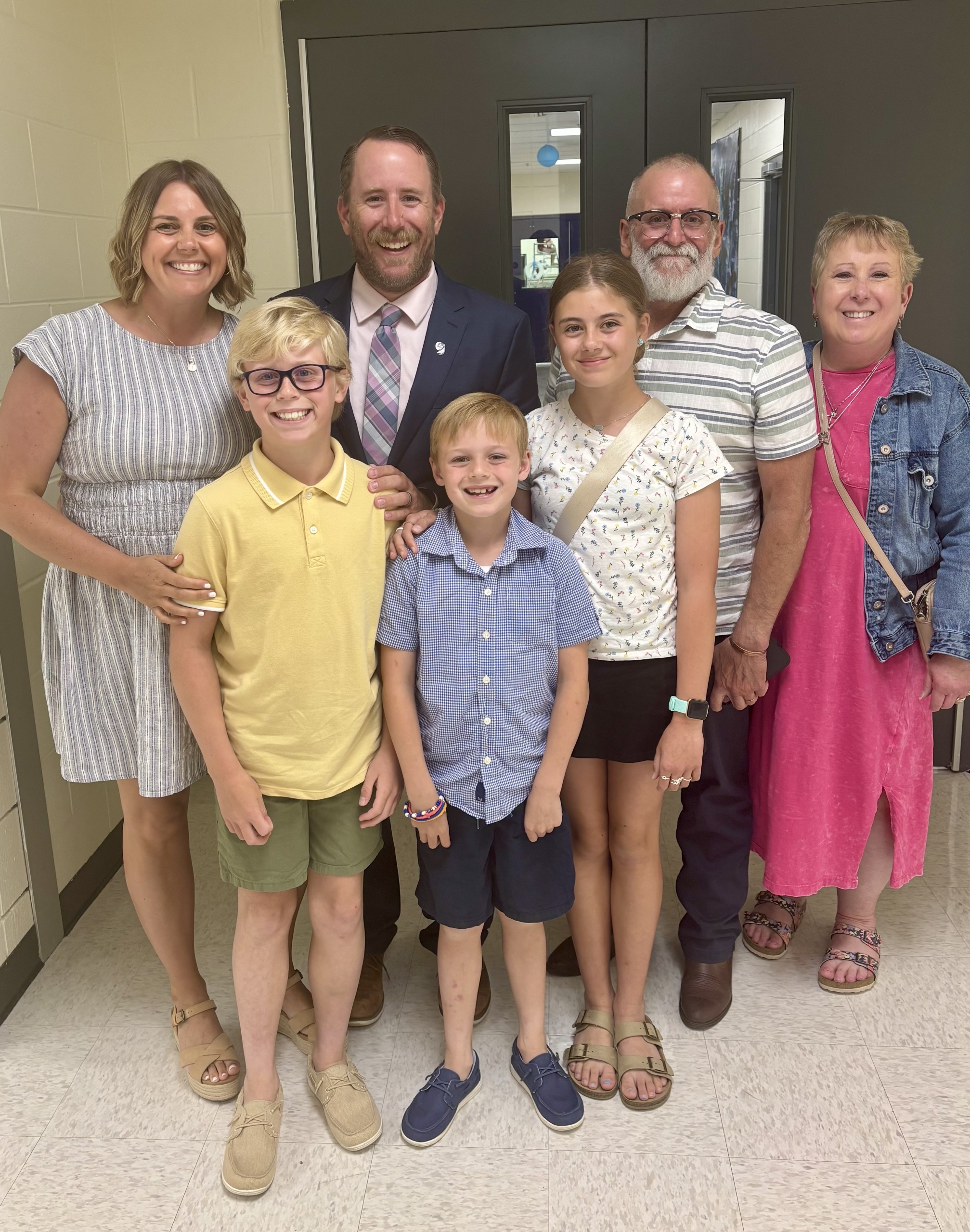 Congratulations to Mr. Josh Wierzba who has been named the new Bibich Elementary School Principal. Mr. Wierzba is shown with his family at the June 15, 2026 School Board Meeting.