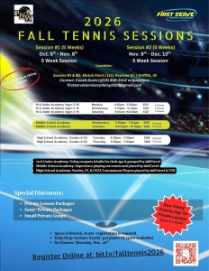 PNC Fall Tennis Camp Flyer